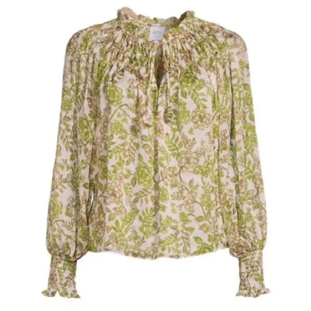 Misa Los Angeles Clio Top -green goddess floral print